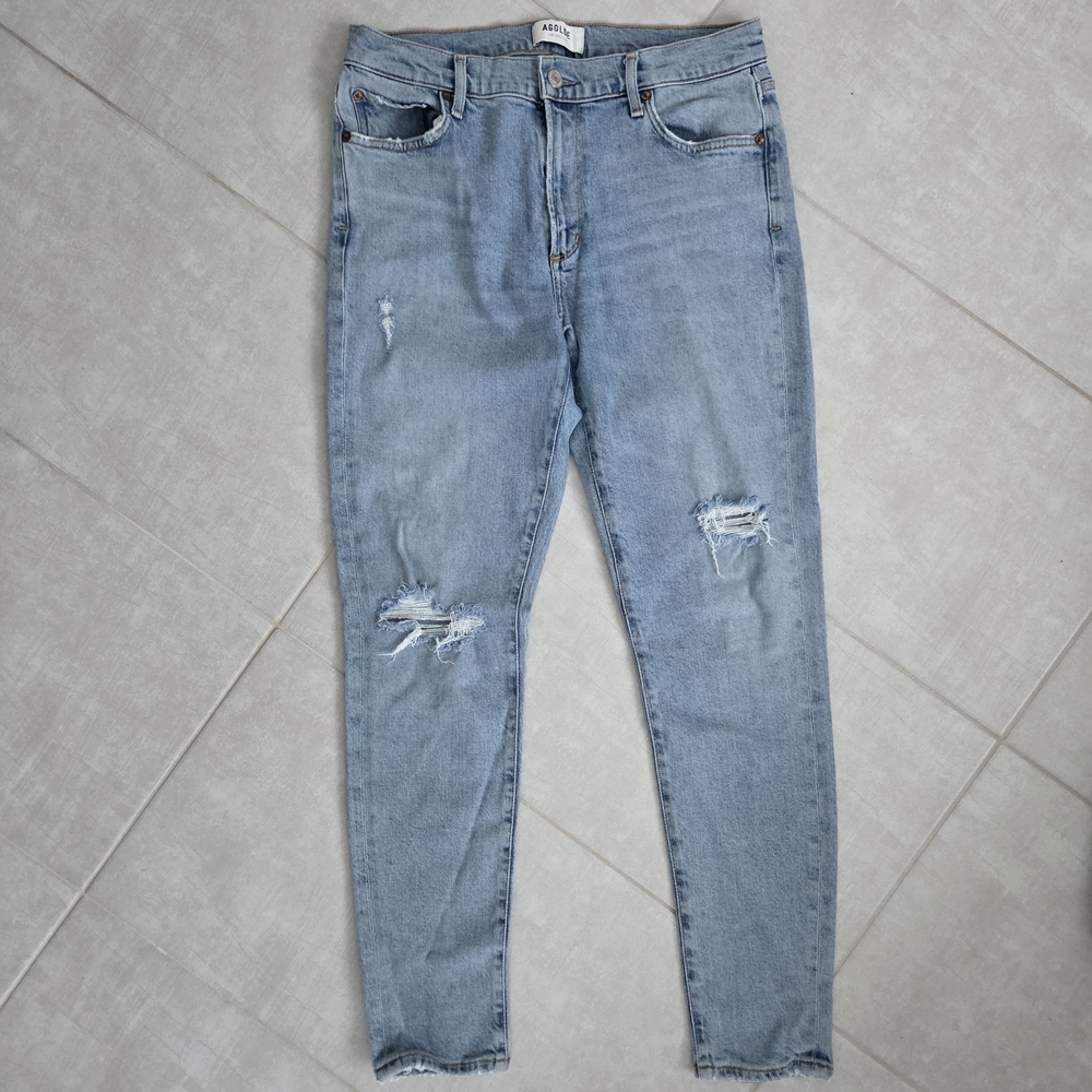 Agolde Light Blue Distressed Skinny Jeans